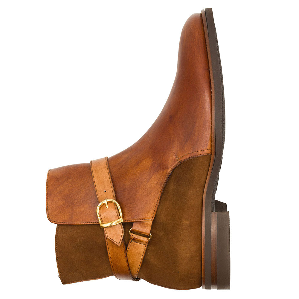 45-600-CGN Bota Jodhpur de Piel de Becerro Italiana, Cognac