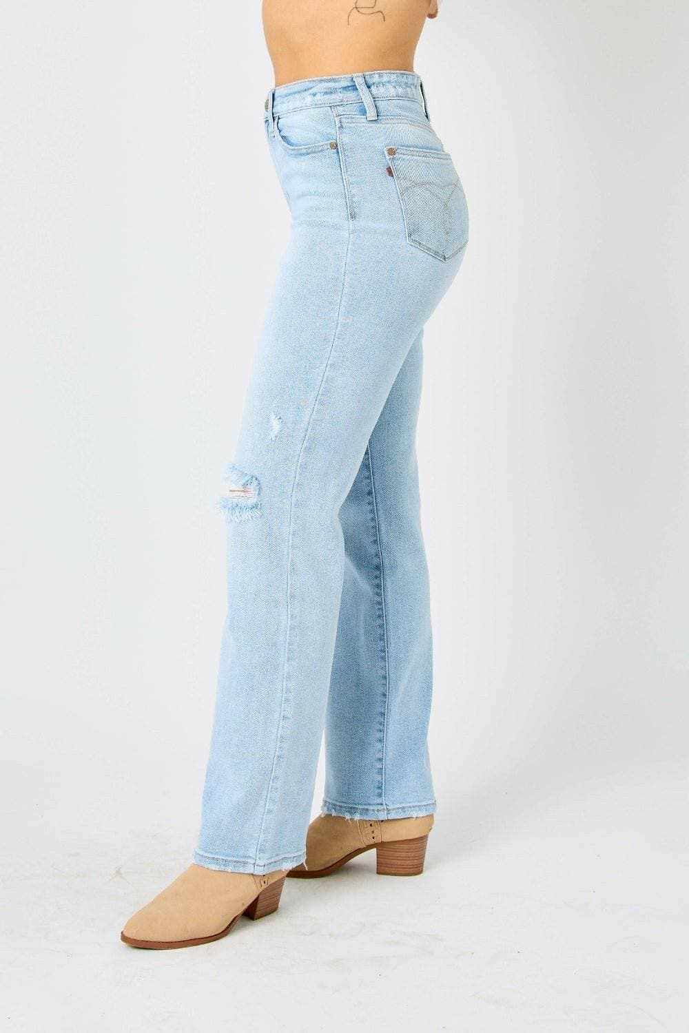 Jeans ajustados de cintura alta elásticos Trendsi — Vaqueros para mujer