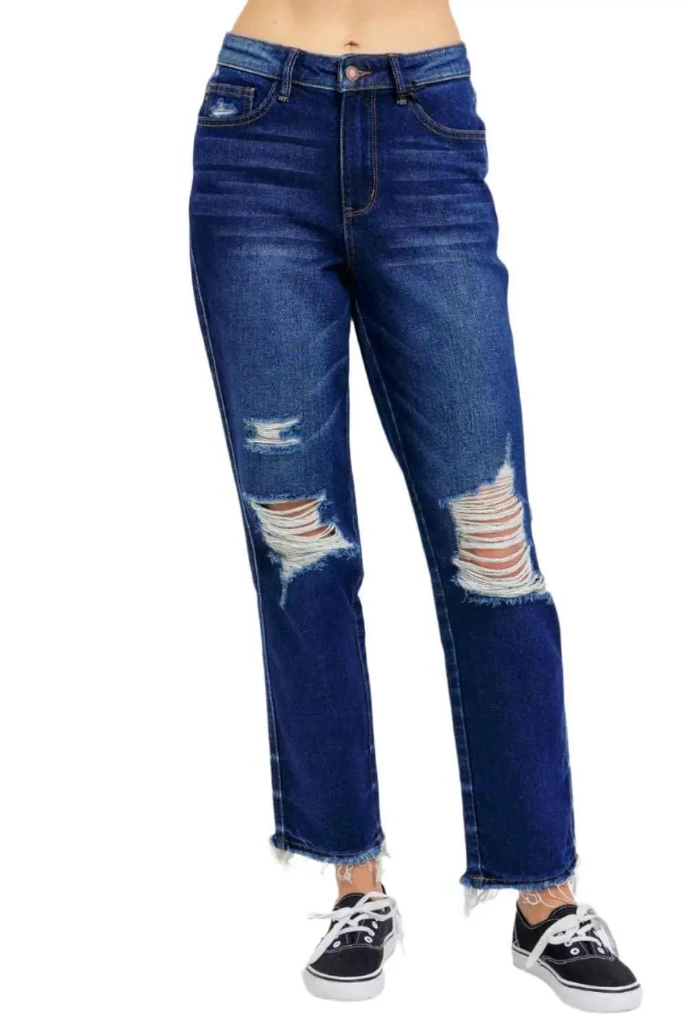 Trendsi High Waist Stretch Denim Vest - Dark Wash