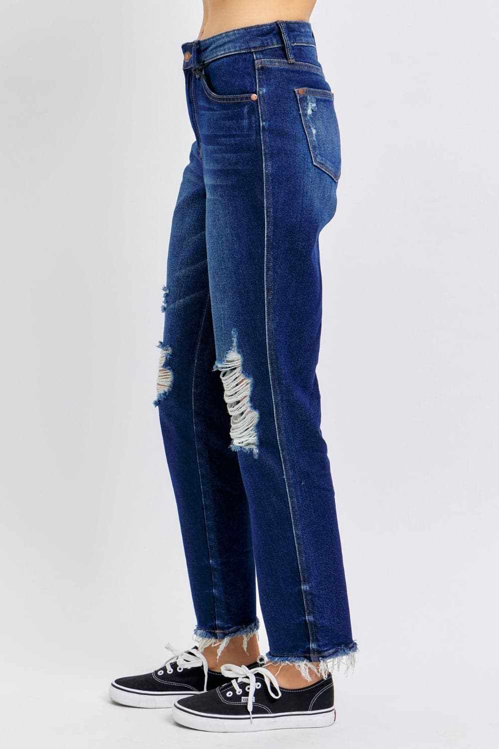 Trendsi High Waist Stretch Denim Vest - Dark Wash