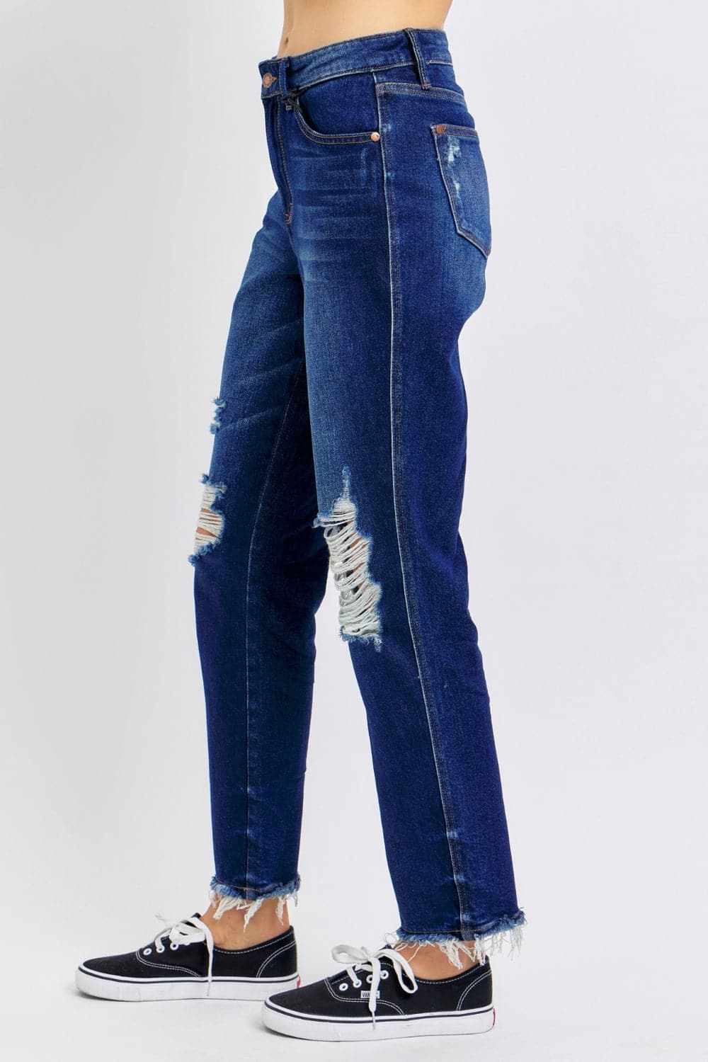 Trendsi High Waist Stretch Denim Vest - Dark Wash