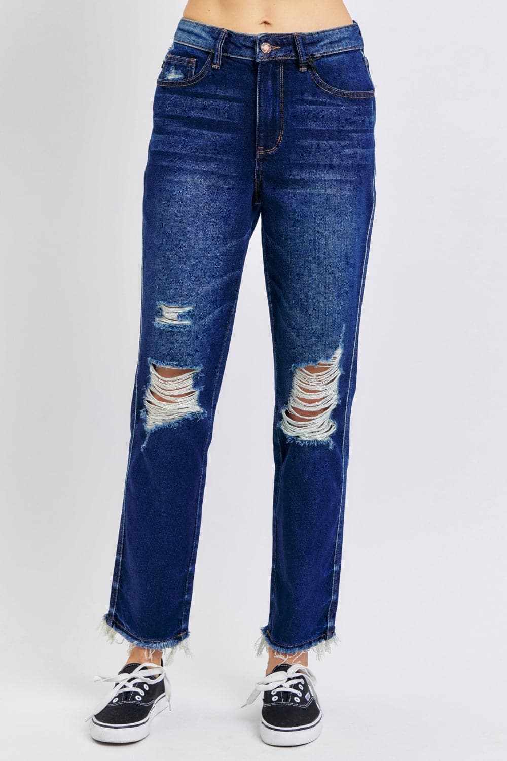 Trendsi High Waist Stretch Denim Vest - Dark Wash