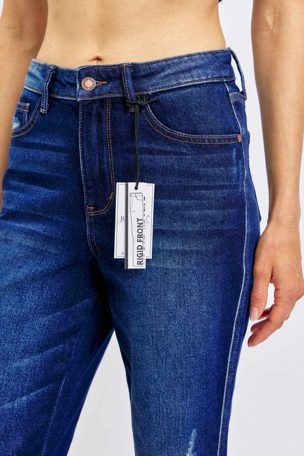 Trendsi High Waist Stretch Denim Vest - Dark Wash
