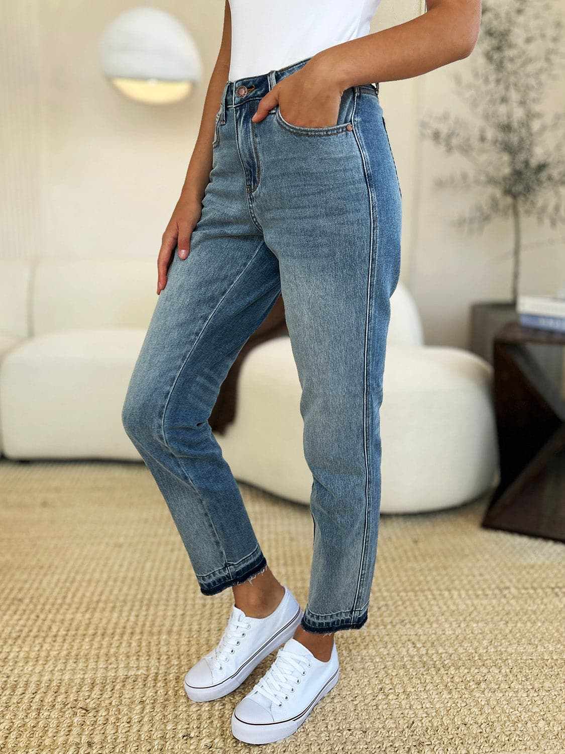 Shoes Trendsi Judy Blue Jeans Women's Everyday Denim Magic Release Hem Comfortable
