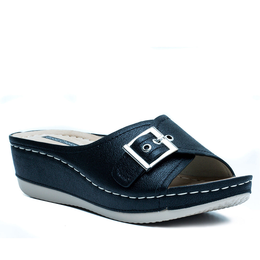 Sandalias de cuña Justina negras