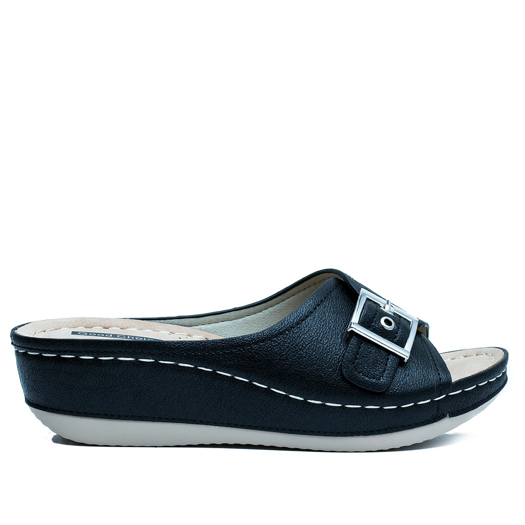 Sandalias de cuña Justina negras