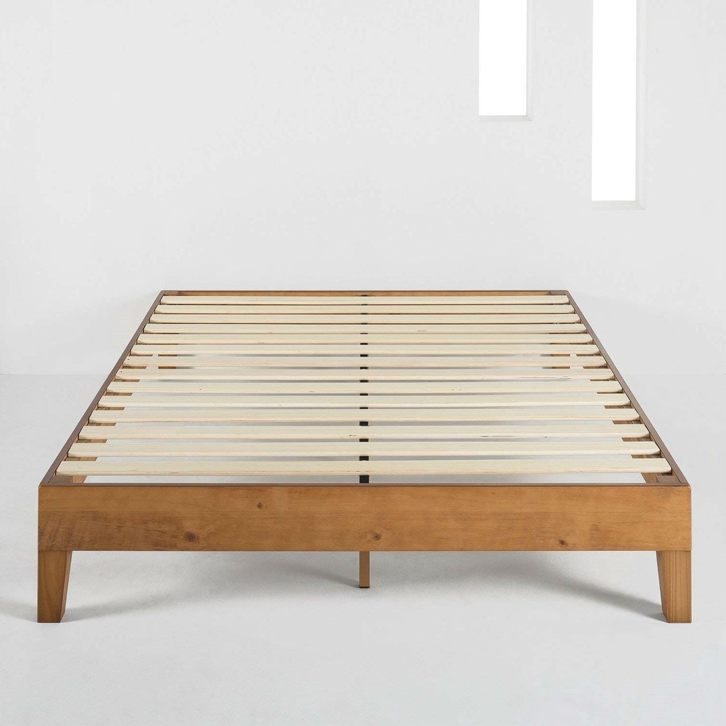 Base de cama King Modern Classic de listones de madera maciza en acabado natural