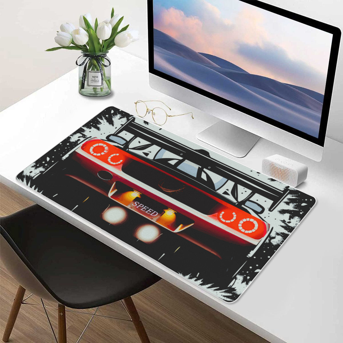Speeding Race Car Tail Lights 40" x 20" Mousepad Desk Mat