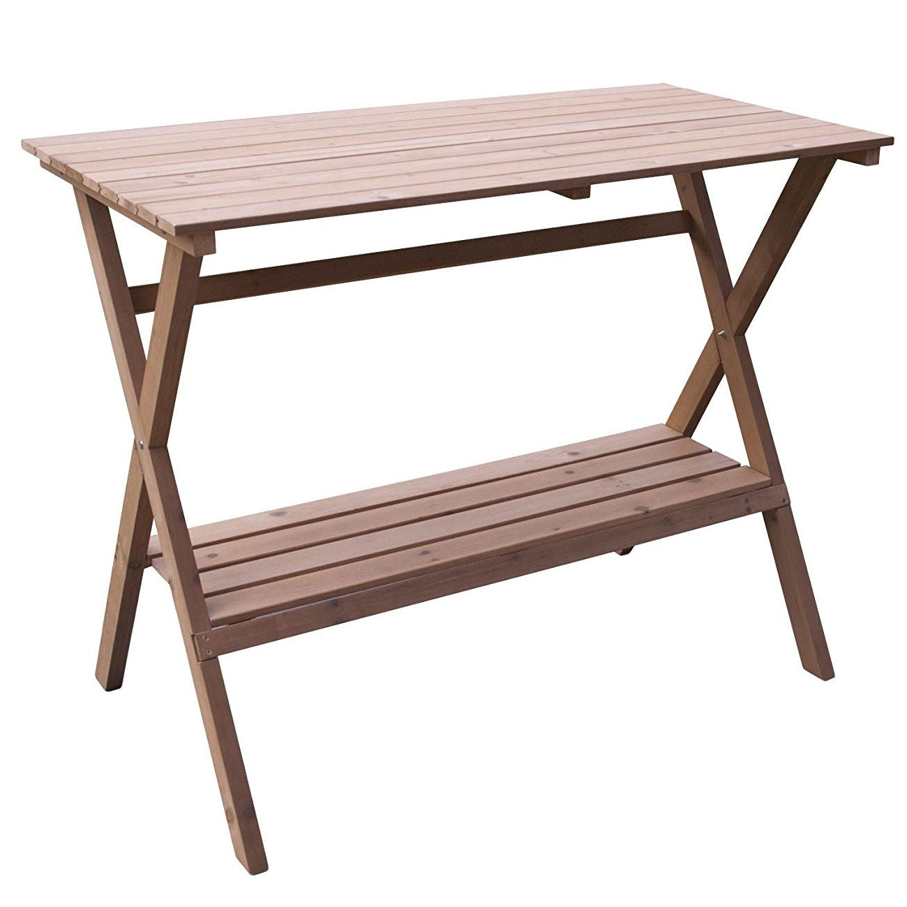 Mesa de trabajo/Trasplante de madera para jardín (interior/exterior) con estante inferior