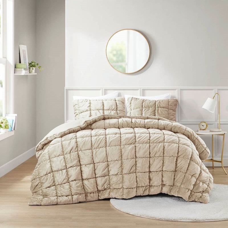 Juego de edredón alternativo King de plumón extrasuave King Beige