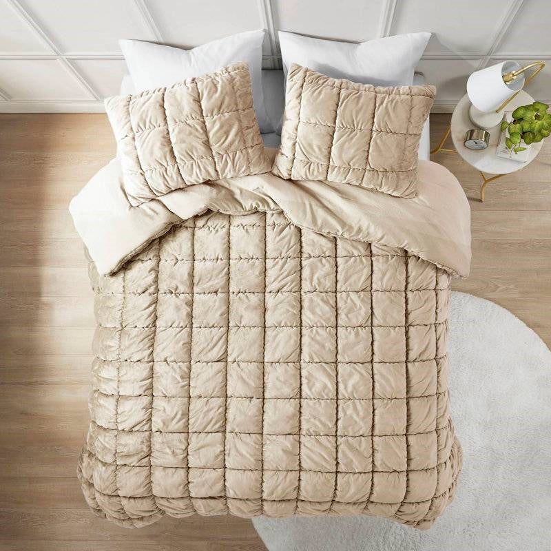 Juego de edredón alternativo King de plumón extrasuave King Beige