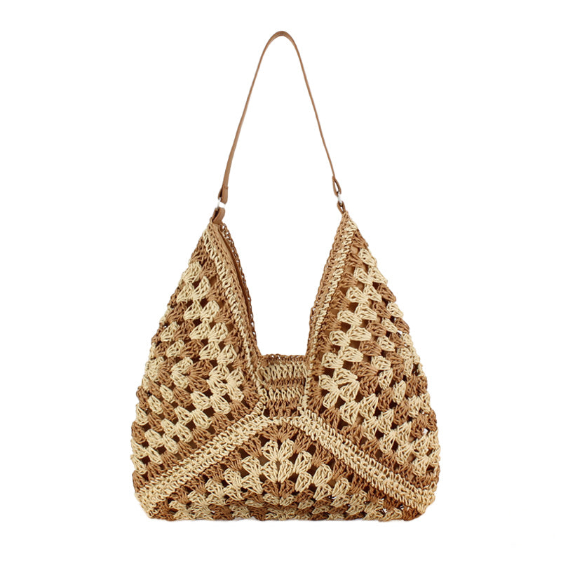 Bolso de hombro de paja trenzada Dahlia