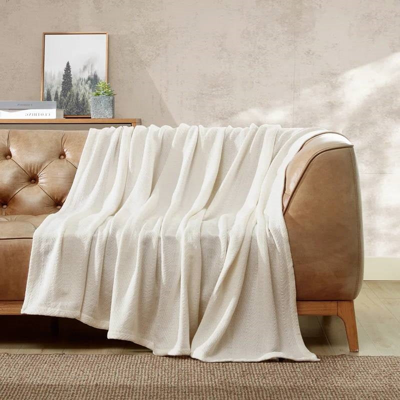 Manta de algodón 100 % ligera color crema tamaño King - Lavable a máquina