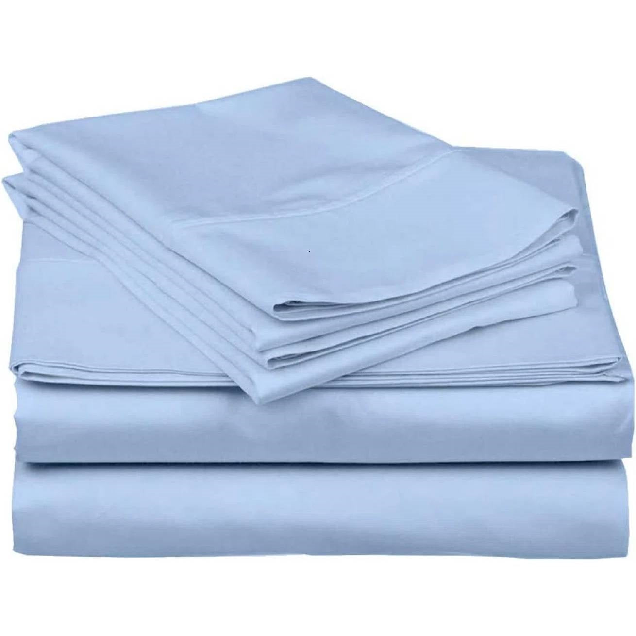 King Blue Juego de Sábanas de 4 Piezas 100% Algodón Egipcio de 1000 Hilos
