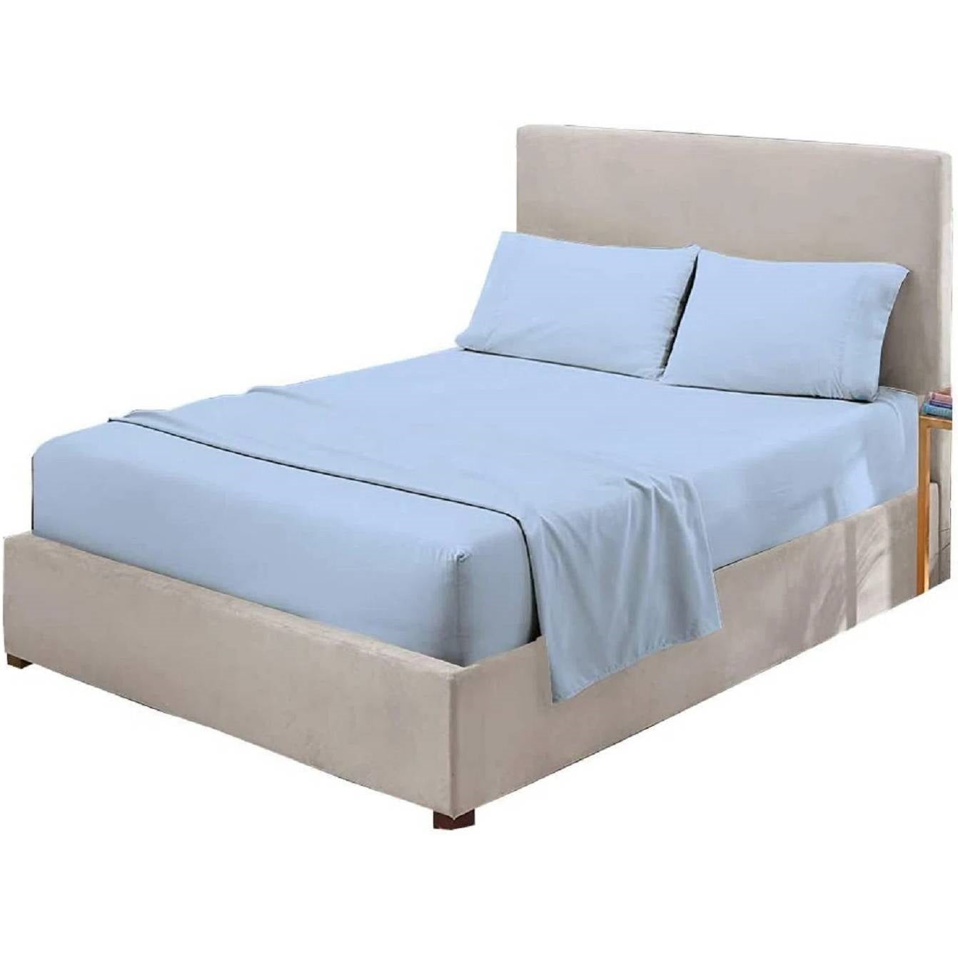 King Blue Juego de Sábanas de 4 Piezas 100% Algodón Egipcio de 1000 Hilos