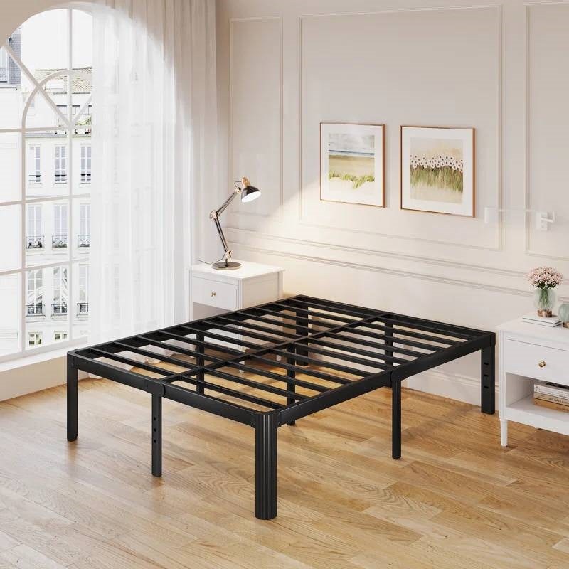 Armazón de cama metálico King Size de alta resistencia con patas de bordes redondos - Compatible con cabecera