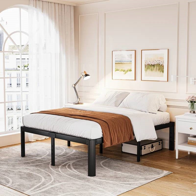 Armazón de cama metálico King Size de alta resistencia con patas de bordes redondos - Compatible con cabecera