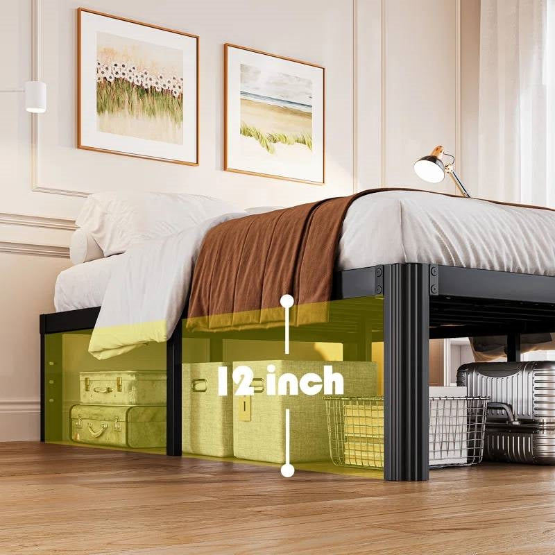 Armazón de cama metálico King Size de alta resistencia con patas de bordes redondos - Compatible con cabecera