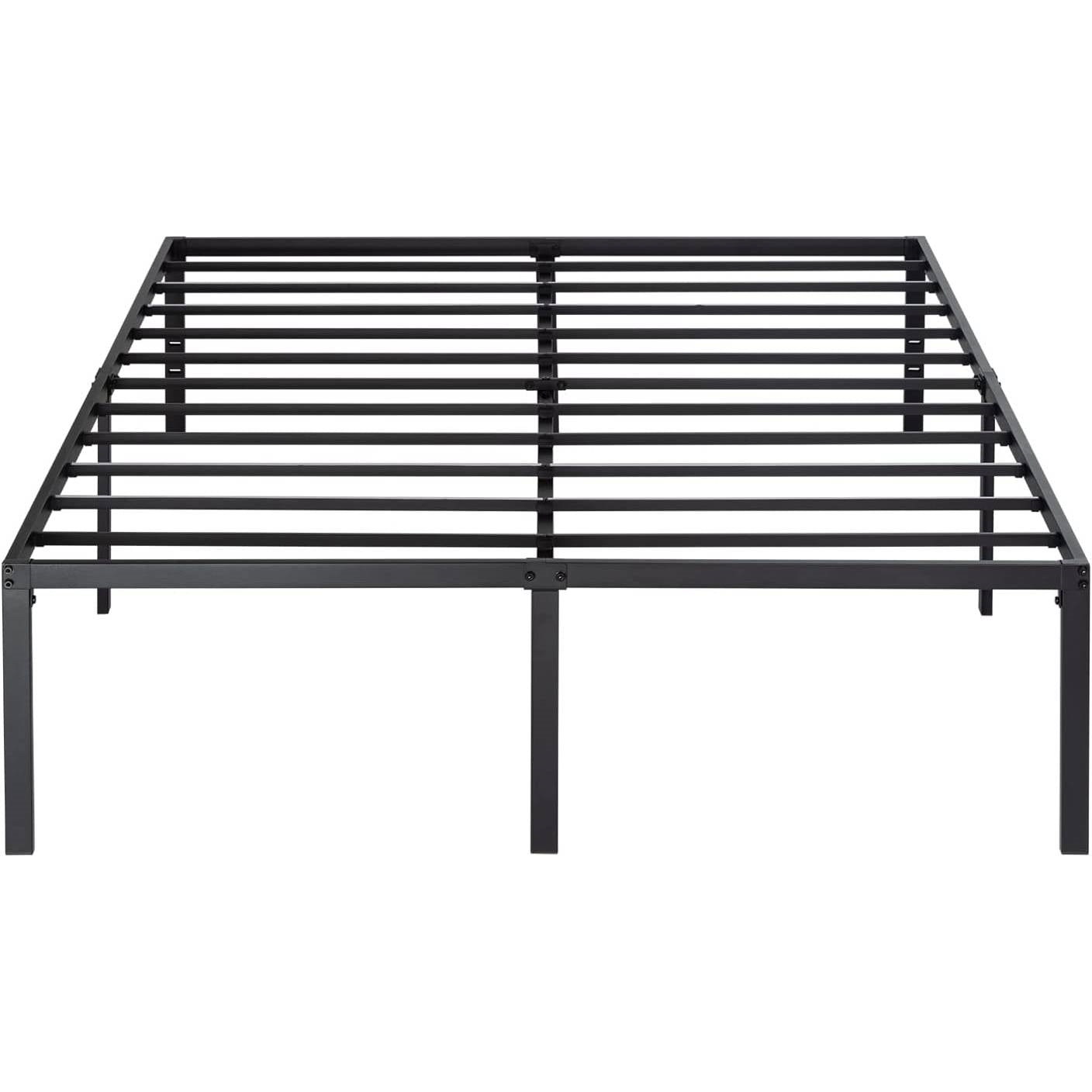 Base de cama King de plataforma de metal de 18 pulgadas con espacio de almacenamiento debajo de la cama