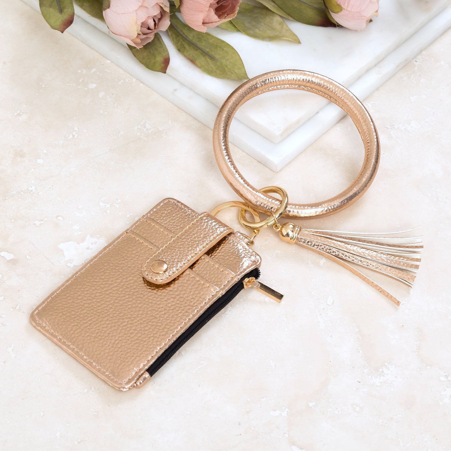 Key Ring ID Wallet Zip Bracelet