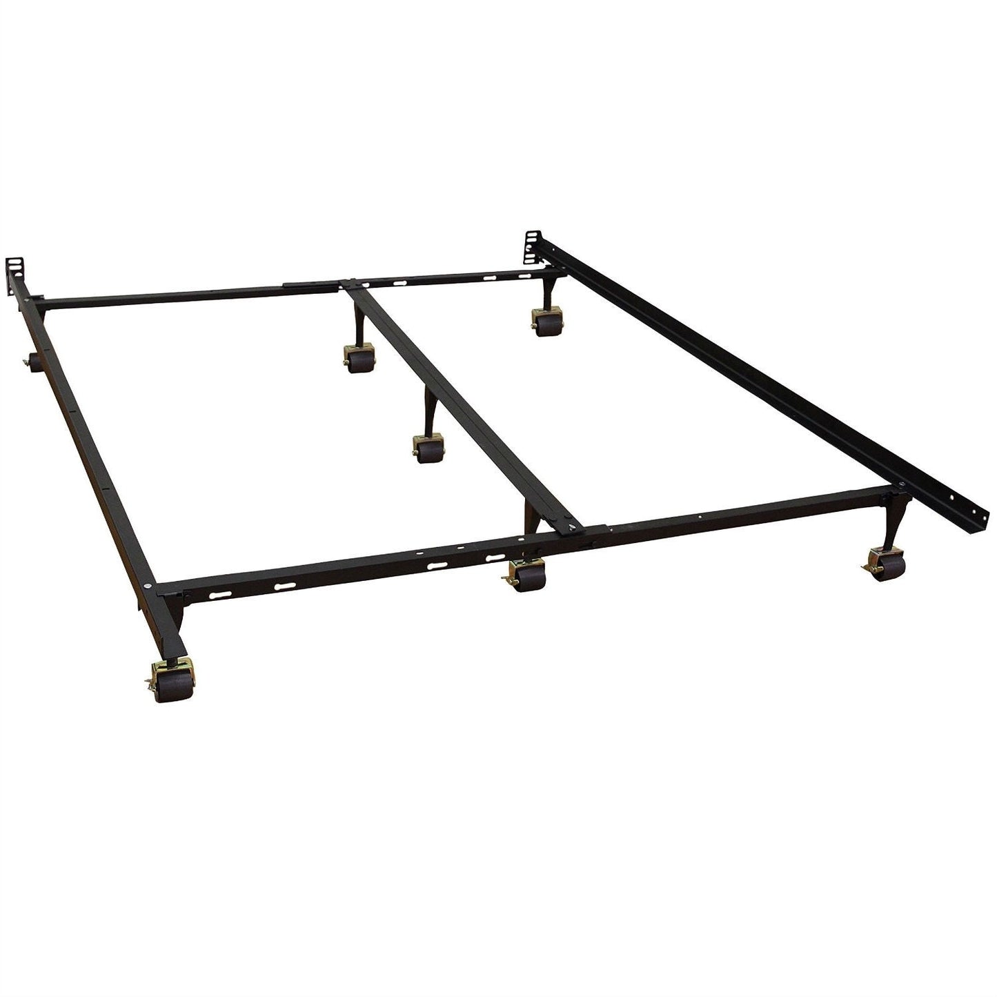 Base de cama de metal de 7 patas de alta resistencia tamaño King con ruedas con bloqueo para alfombras