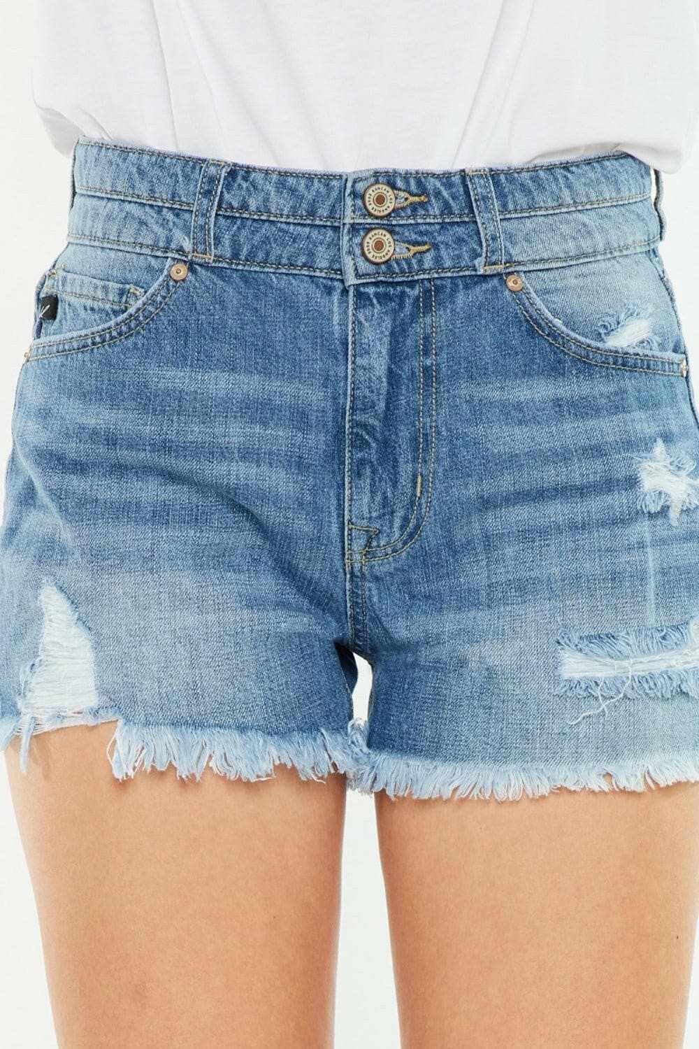 Pantalones cortos de mezclilla de tiro alto Kancan Premium de Trendsi