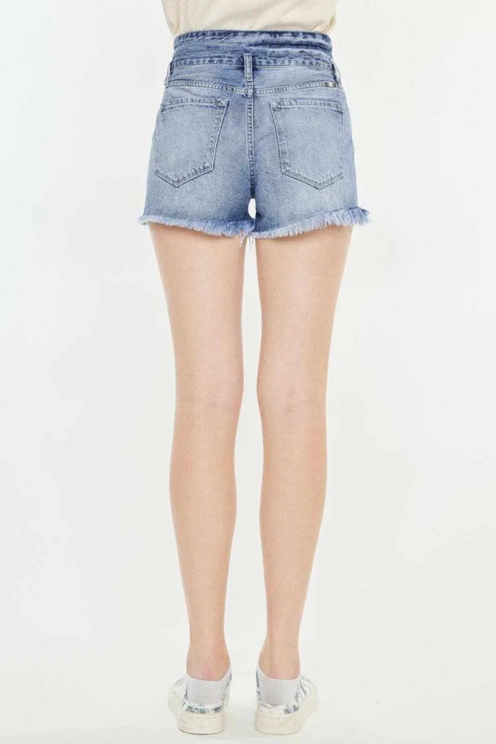 Trendsi Kancan High Rise Denim Women's Frayed Hem Shorts - Premium Fit