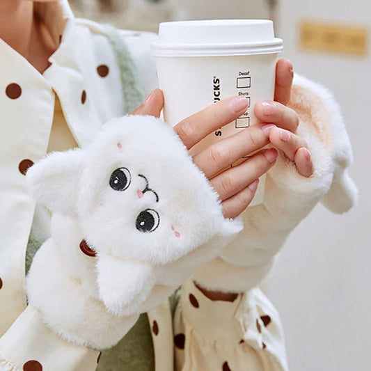 Manoplas de peluche de gato kawaii