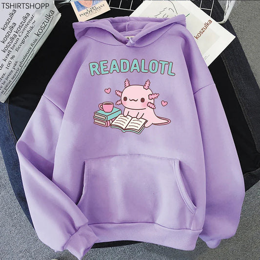 Sudadera con capucha "ReadAlotl" de ajolote kawaii