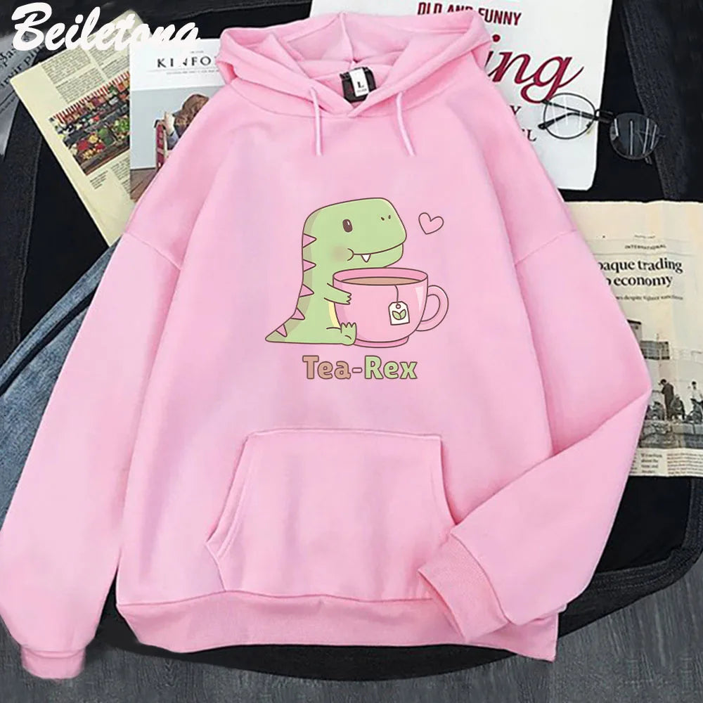 Sudadera con capucha "Tea-Rex" para amantes de los dinosaurios y el té