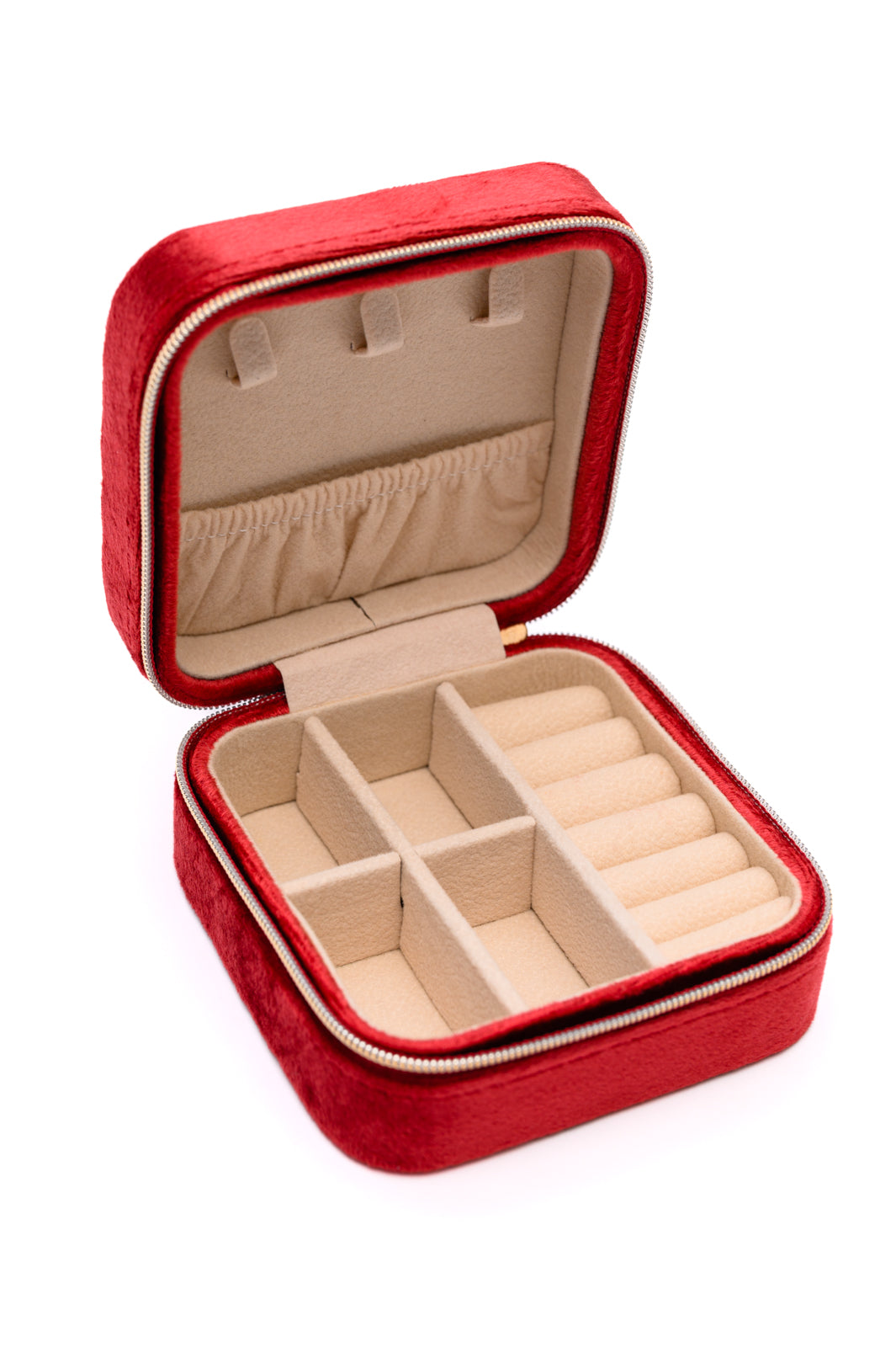 Caja de Terciopelo Roja para Joyas, con Asa