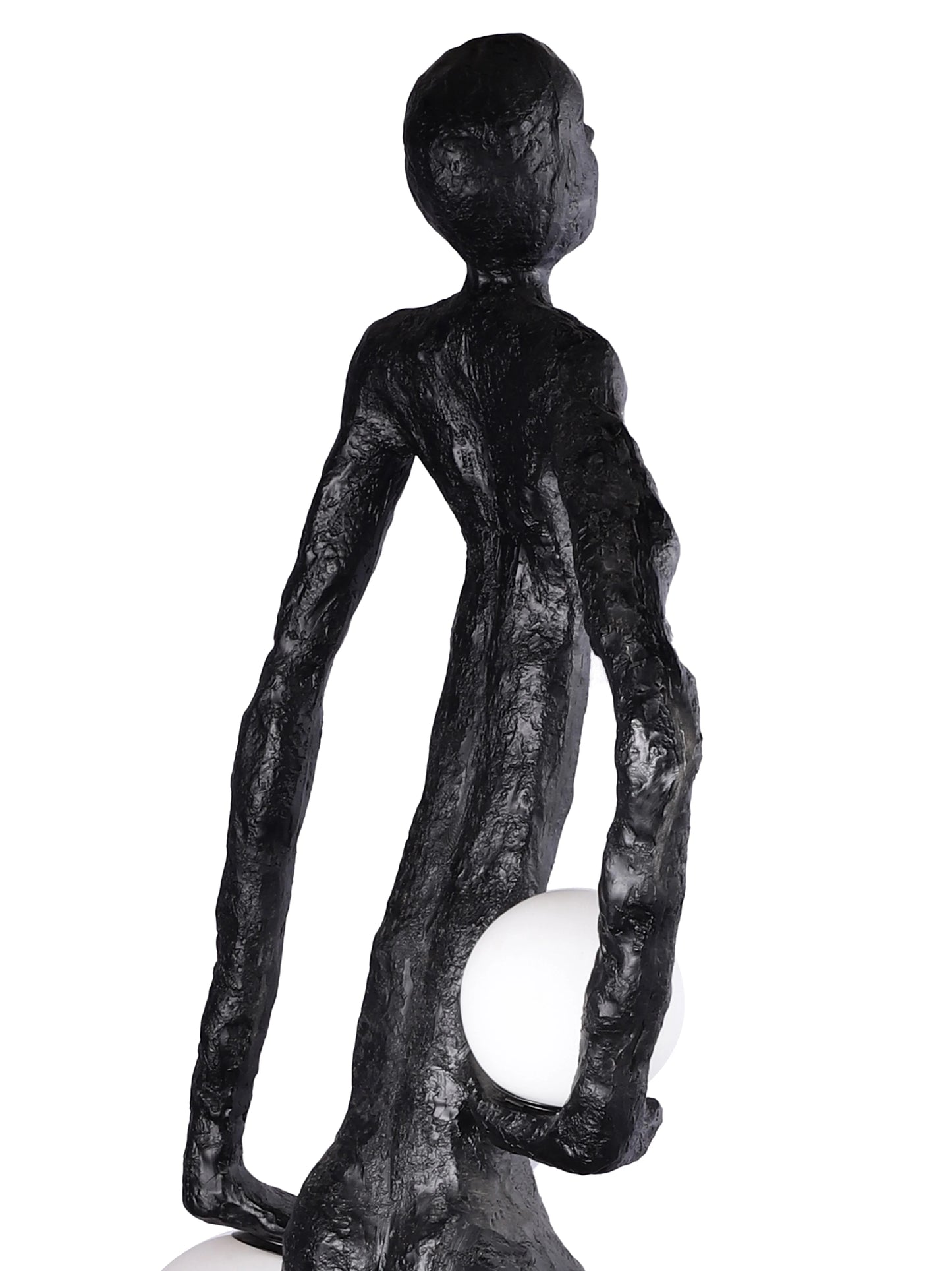 Lámpara de pie con figura de futbolista y escultura