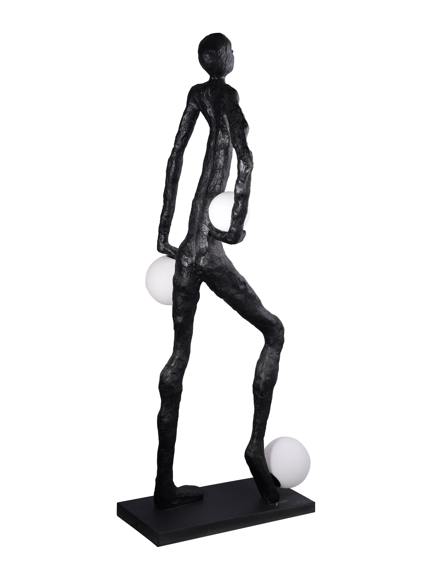 Lámpara de pie con figura de futbolista y escultura