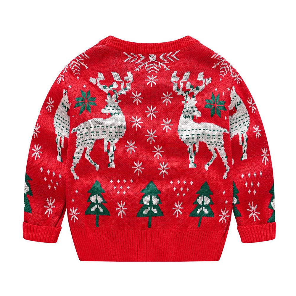 Kids Reindeer Jacquard Christmas Holiday Sweater | NCS