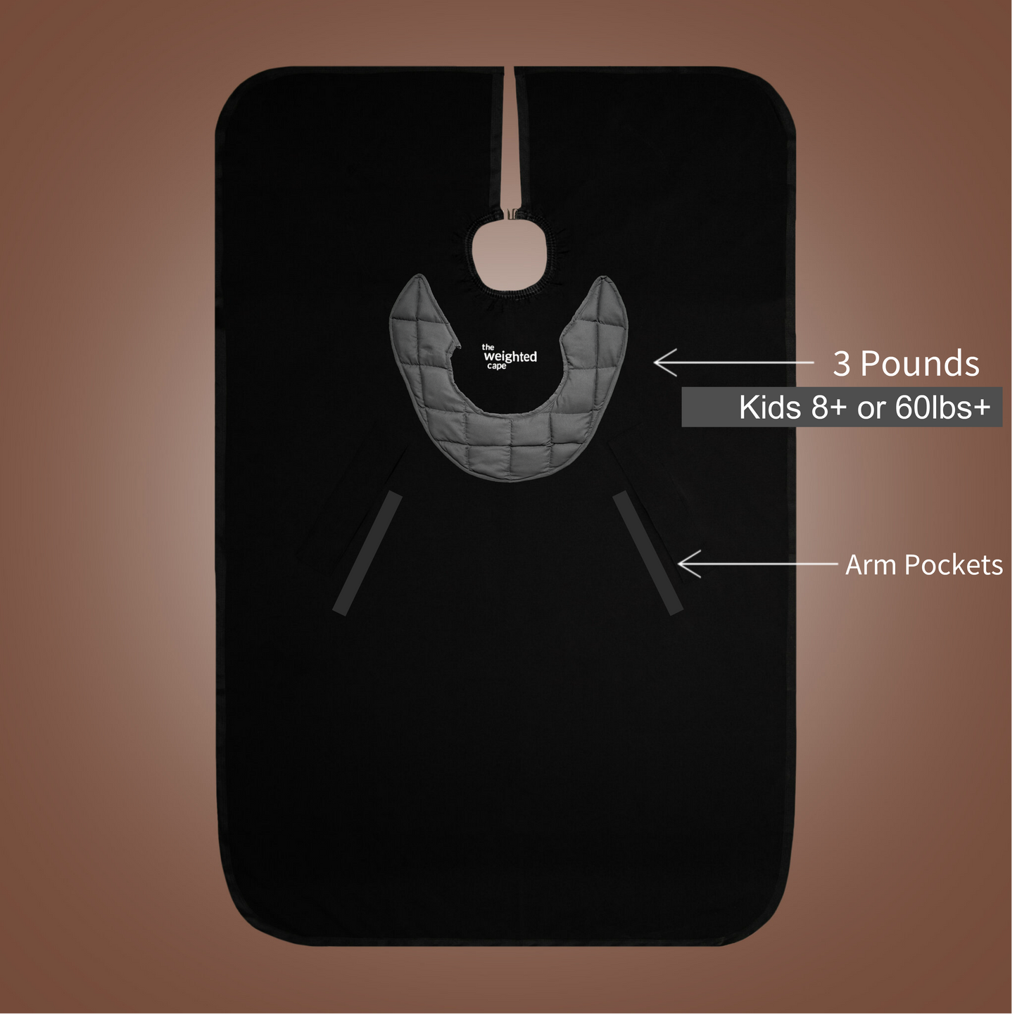 Kids Black 3lb Weighted Cape (Ages 8-13)