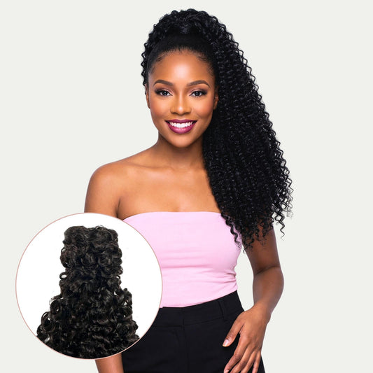 Cola de caballo de cabello humano 100 % rizado y con textura Kinky