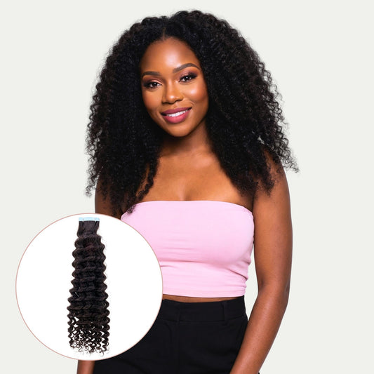 Extensiones de Cabello Rizado Kinky con Cinta Adhesiva 100% Cabello Humano