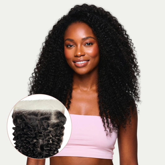 Cierre de cabello humano Kinky Curly 6x6 HD Lace