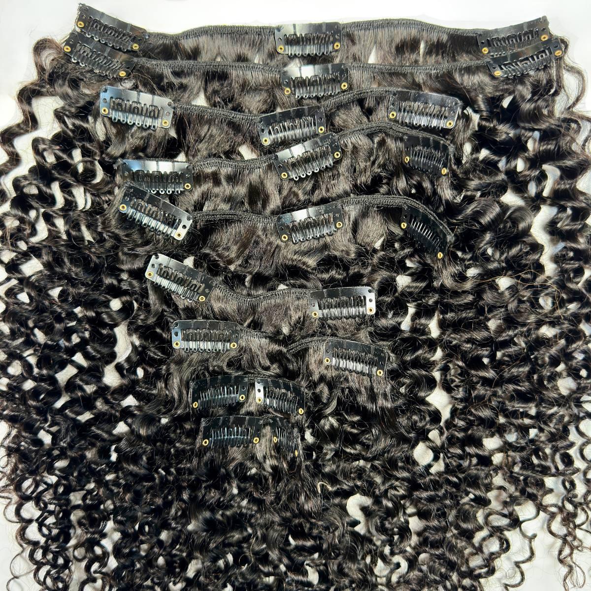 Extensiones de cabello 100% humano rizado Kinky con clip