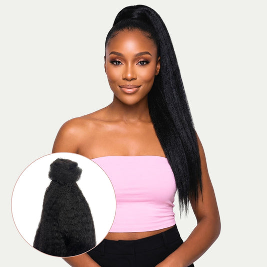 Extensiones de cola de caballo de cabello humano 100% lacio texturizado