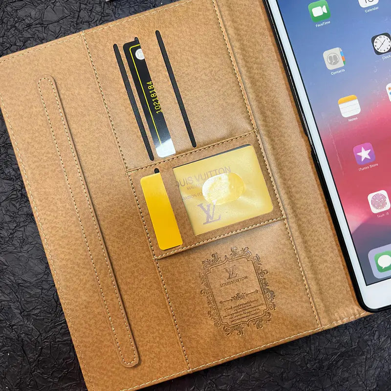Funda para iPad Apple de cuero Monogram de lona de lujo con diseño temático de verano fresco
