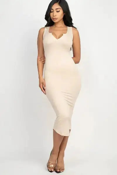 LADIES' CHIC SPLIT NECK DRESS