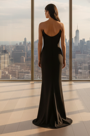 Daris Gown - Black - Cat-Eye Scoop Neckline Dress