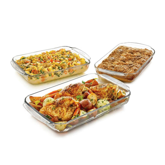 Juego de 3 fuentes de cristal para horno - Aptas para lavavajillas