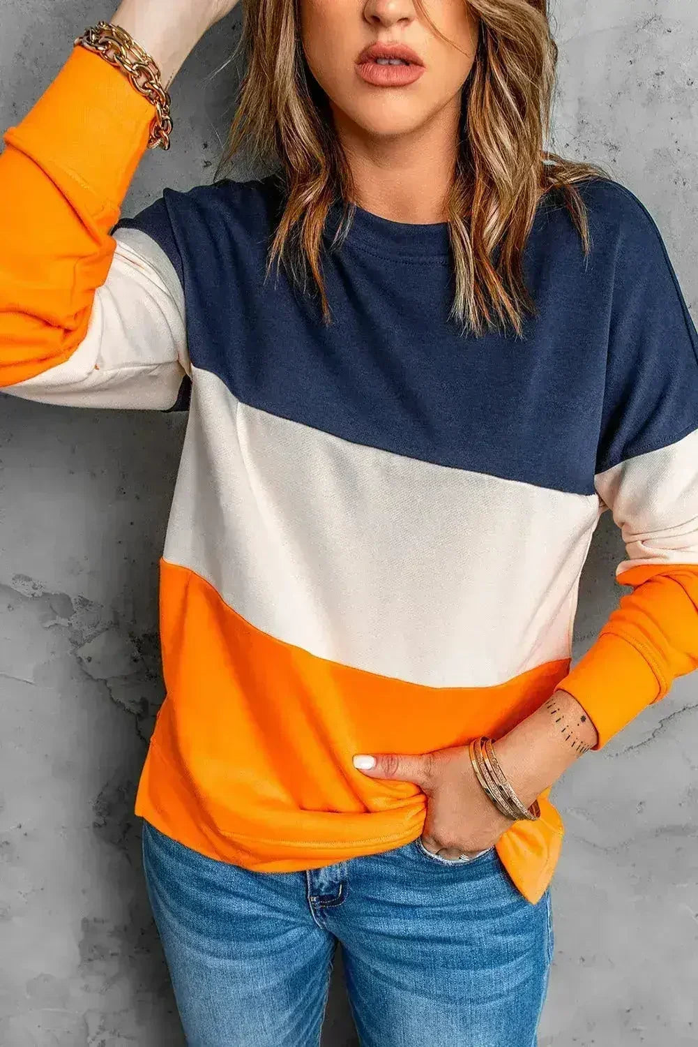 Colorblock Orange Sweatshirt