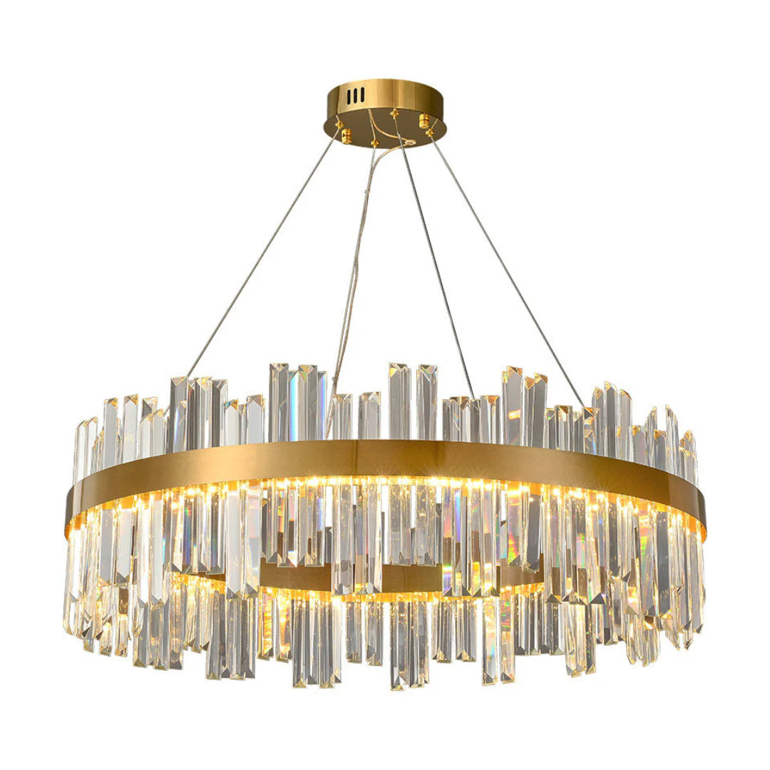 Lámpara de araña de cristal redonda de lujo moderna