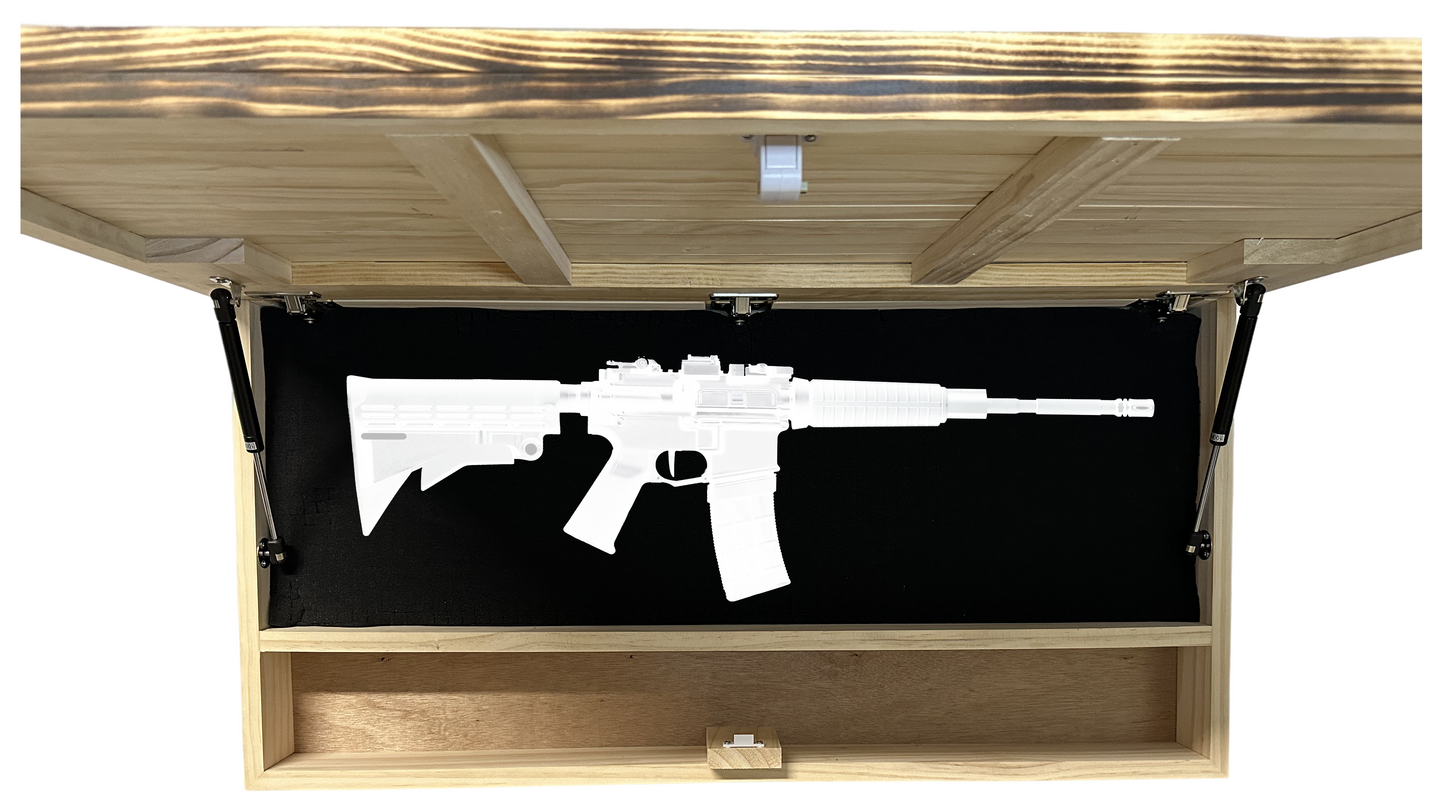 Classic Burnt Wood American Flag Gun Storage Cabinet (Gray)