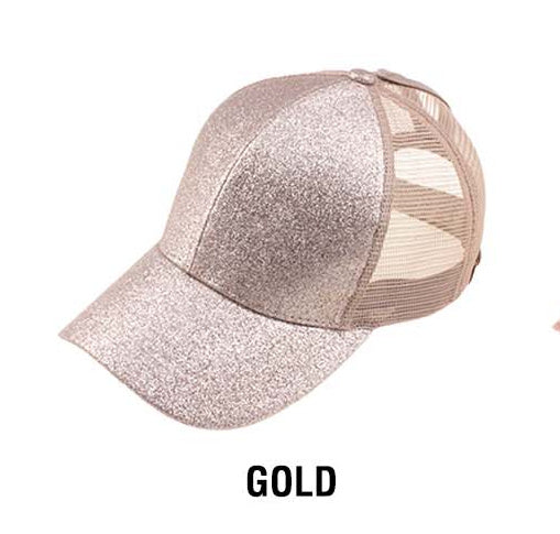 Gorros de moño desordenado con purpurina C.C