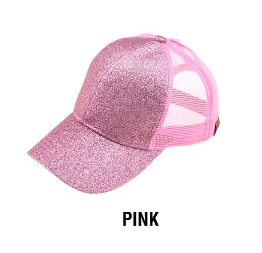 Gorros de moño desordenado con purpurina C.C