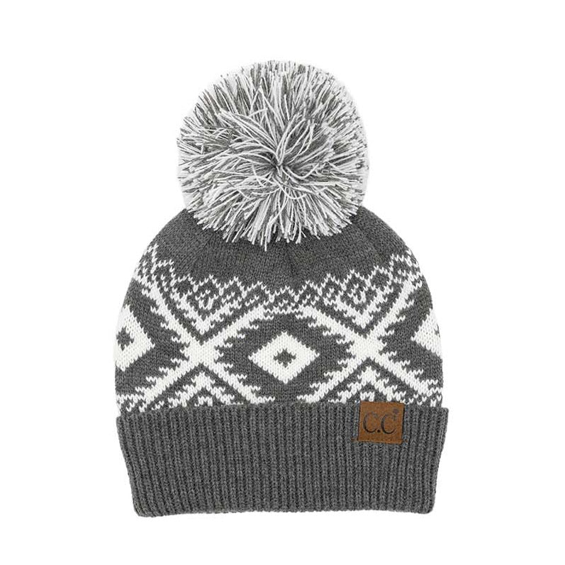 Gorro de punto C.C® Aztec con pompón